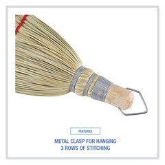 Boardwalk® Whisk Broom, Corn Fiber Bristles, 10 Wood Handle, Yellow, 12/Carton