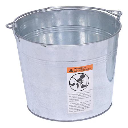 3.3 Gal Round Tapered Bucket, Silver, Steel, Bkt-Gal-325