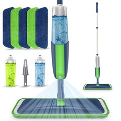 Spray Wet Mops for Hardwood Floor Green Mop with 5 Pads,
