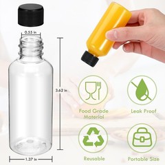 Revahope 24 Pack 2 oz Shot Bottles with Caps, Mini 3.62 inches, Clear