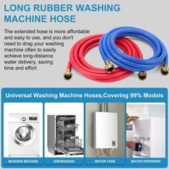 Washer Hose 12 Ft/12FT Rubber Washing Machine Hoses,Washer and Dryer Hose 3/4…