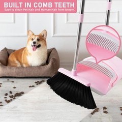 Broom and Dustpan Set, with Combo Set for Home 54-in Long Pink