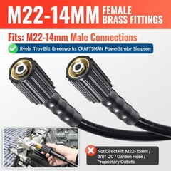 29FT Pressure Washer Hose 1/4” M22-14mm 3200PSI Kink Resistant Replacement Hose