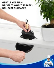 MR.SIGA Mini Dustpan and Brush Set, Portable Cleaning 7.1*6.2*1.7 in, Black