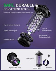 Buzbug Led Bug Zapper Indoor Outdoor Up To 50000 Hours Lifespan Lamps 6.5 Ft