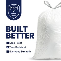 Plasticplace 6 Gallon Trash Bags White 100 Count (Pack of 1),