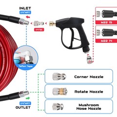 Sewer Jetter Kit for Pressure Washer 100 FT, Drain 100FT With Gun, Red