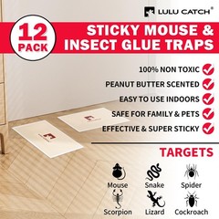 LULUCATCH Mouse Traps, 12 Pack Pre-Baited Sticky Traps Indoor for White