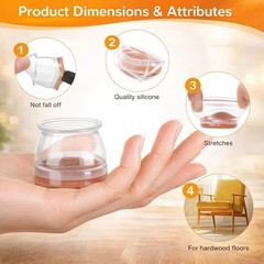 Chair Leg Floor Protectors 24 Pack – Silicone Furniture Caps with Black