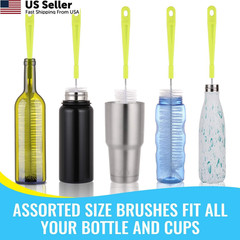 Bottle Cleaning Brush Set – Long Handle Cleaner for 5 Piece Set, Green