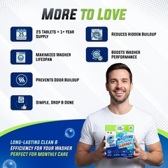 Washing Machine Cleaner Tablets 25 Pack – 1 Count (Pack of 25), White & Blue