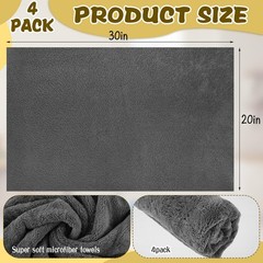 CODOHI 4 Pcs Extra Large Microfiber Cleaning Cloth, 30″x20″ 30″ x 20″, Grey