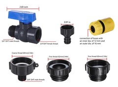 happywins 275-330 Gallon IBC Tote Tank 2 inches, 2.44 black, yellow