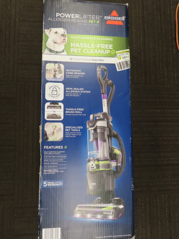 BISSELL 3404 PowerLifter Allergen Pet Rewind Upright Vacuum Cleaner – Brand New!
