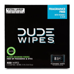 DUDE Wipes, Flushable Wipes, Extra Large and Fragrance-Free Wipes (400 ct.)