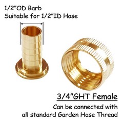 Uenede 2PCS Solid Brass 1/2″ Barb 3/4″GHT Female – Barb,
