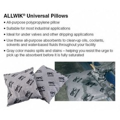 Brady Aw1818 Sorbent Pillow, 28 Gal, 18 In X 18 In, Universal, Gray, 16 Pk