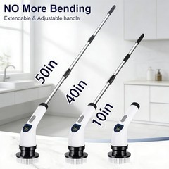 Cleanninja Electric Spin Scrubber for Cleaning, Adjustable 10″-50″, White