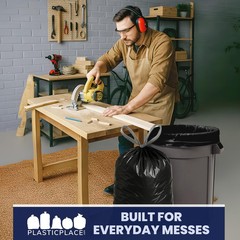 Plasticplace 32-33 Gallon Trash Bags 1.2 Mil Drawstring Garbage Can Liners 33 X