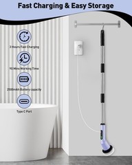 Shower Scrubber with Long Handle, Shower Cleaner Brush with 8 Floor Machine P…
