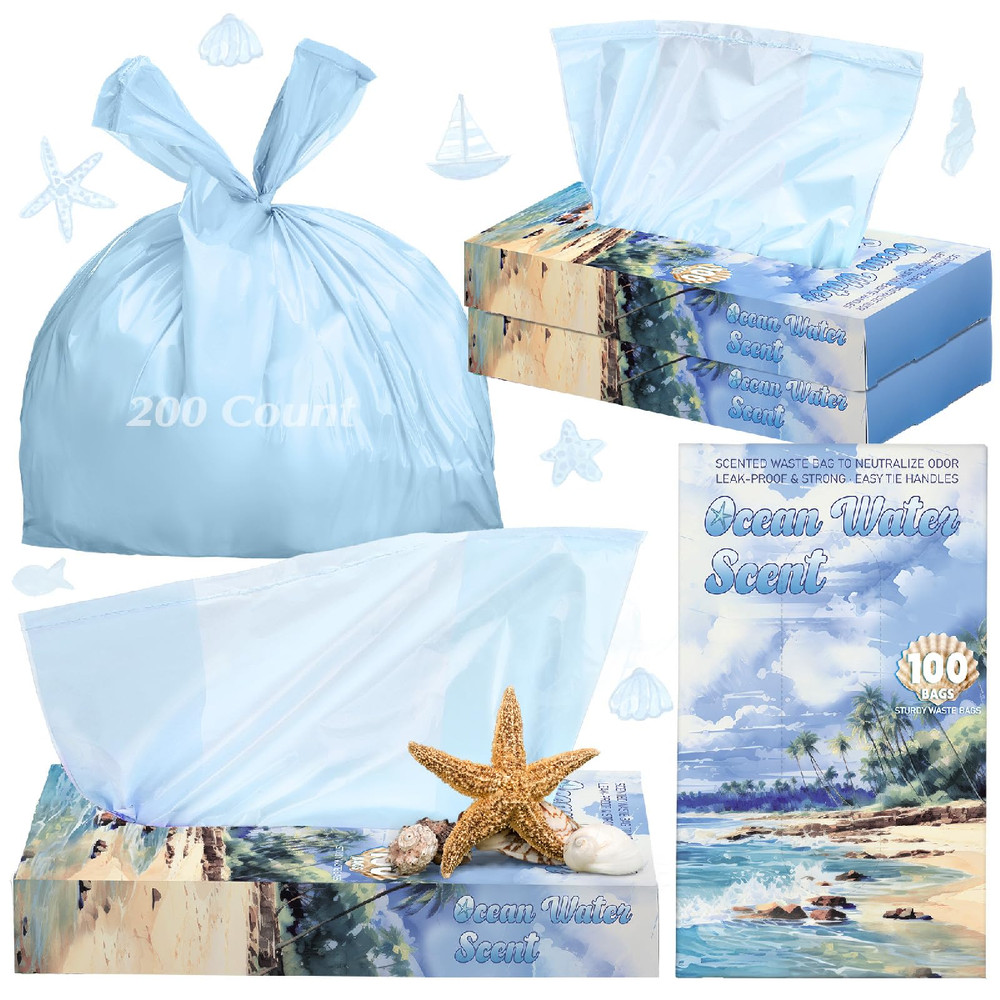 Teenyyou 200 Count Ocean Water Scented Small Trash Bags Small Diaper Baggies