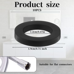 10PCS Shower Head Gasket, Black Hose Washers, 3/4 Inch 0.78 inches