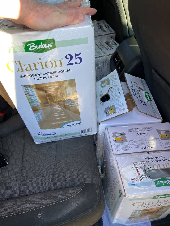 (18) Gallons of Buckeye Clarion 25 Microban Antimicrobial Floor Finish – PICKUP