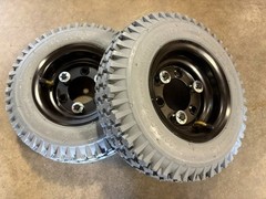2 PNEUMATIC GRAY WHEELS FOR TENNANT T600, T600e WALK BEHIND SCRUBBERS 4.10×3.5-6