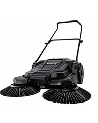 Walk-behind Hand Push Floor Sweeper 25.6″ Width 5 Gallon Waste Container