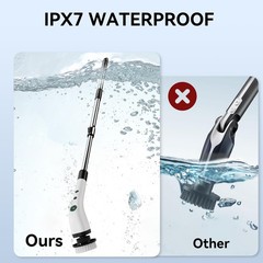 Swyprrix Electric Bathroom Cleaning Brush, Cordless Extended, White and Black