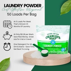Charlie’s Soap Laundry Powder (50 Loads, 1 Pack) Hypoallergenic Deep…