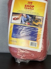 Bulk 100 Premium Red Shop Towels 12×14 Reusable Cotton Blend Industrial Cleaning
