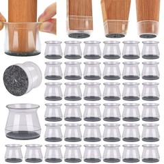 BUMACO 40Pcs Chair Leg Floor Protectors Universal L, Clear-40 Pcs