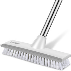 Floor Scrub Brush with 51-Inch Long Adjustable Handle 2 in 1 Scrape Brush Stiff