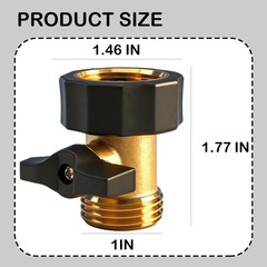 Xiny Tool Garden Hose Shut Off Valve, 2 Pack 3/4 Inch 2 Pack, Gold, Black
