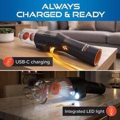 Pocket Vac Reach Handheld Vacuum w/ 3ft Extension Wand – Cordless 2-in-1…