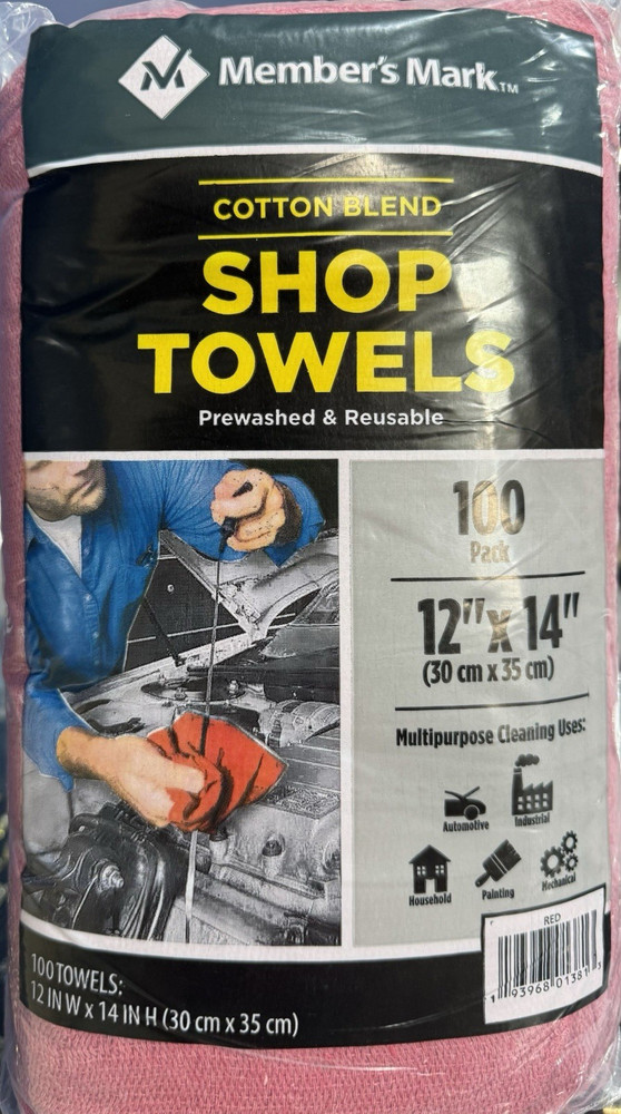 Member’s Mark Commercial 12″ X 14″ Shop Towels(100 Count) Multipurpose Cleaning