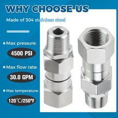 MOOTVGOO 2 Pack 3/8″ NPT Pressure Washer Swivel Fittings, Stainless Steel…