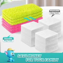 6 Pack Reusable Mop Pads Compatible with Swiffer Sweeper 10-inch, Green, Pink