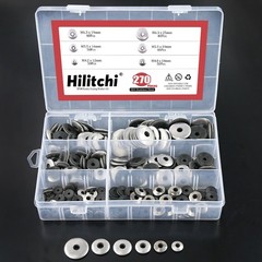 Hilitchi 270-Pcs #6#8#10#12 Stainless Steel Neoprene 4.2 millimeters, Silver