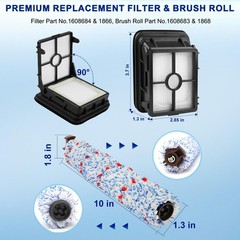Iholylive Brush Filter Replacement Parts For Bissell Crosswave Turbo 3888A Pet