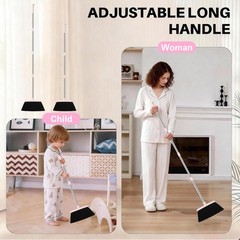 Bsklin Broom And Dustpan Set 52 Long Adjustable Handle Broom Dustpan Combo Set