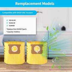 Tomkity 6 Packs Type D High Efficiency Filter Bags for 4 Gallon(6pcs), Yellow