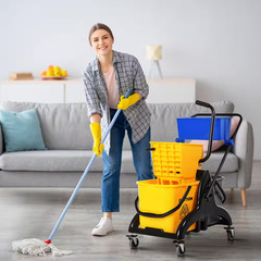 6.9-Gallon Mop Water Bucket Wringer Cart with Easy to Use Side Press Wringer, Sm
