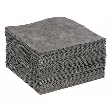 Spilltech Gpl-M Sorbent Pad, 14 Gal, 15 In X 18 In, Universal, Gray, 100 Pk