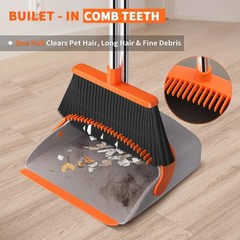 Upgraded Broom and Adjustable Length (Approx. 40–51 in.), Orange & Gray