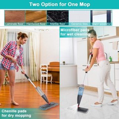 Spray Mop for Floor Cleaning with 3pcs Washable Pads – Wet Dry 800 ml, Gray