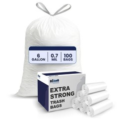Plasticplace 6 Gallon Trash Bags White 100 Count (Pack of 1),