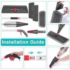 Spray Mop for Floor Cleaning with 3pcs Washable Pads – Wet Dry 800 ml, Gray