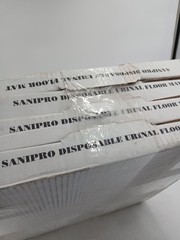 Sanipro 1452 CGR Disposable Urinal Floor Mats Gray Commercial Restroom 24 Pack